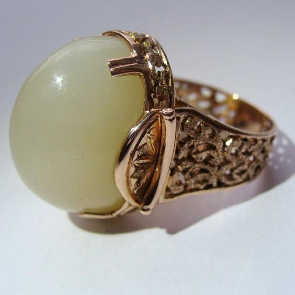 Magnificent 14K Rose Gold HUGE Star Moonstone Ring Size 8 - Picture 11 of 12